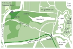 Eine Karte mit dem Standort des Besuchereingangs des Zoos Stralsund.