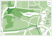 Eine Karte mit dem Standort des Besuchereingangs des Zoos Stralsund.
