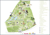 Die Karte mit den verschiedenen Gehegen und Volieren des Zoos Stralsund.